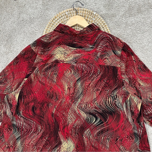 Catherines Collared Button-Up Top Blouse Asymmetric Artsy Boho Red Plus Size 3X - Picture 9 of 12
